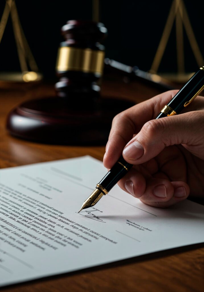 visuel montrant une personne signant un contrat pour création entreprise